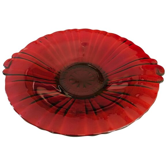 Anchor Hocking Old Cafe Royal Ruby Serving Plate 8.75" Depression glass ribbed s - Picture 3 of 8